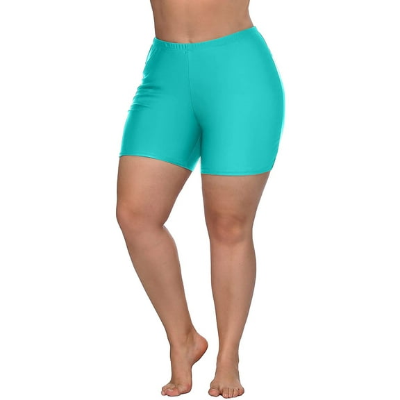 Beautyin Women's Plus Size Swim Shorts High Waist Boyshorts Solid Swim Trunks