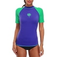 thumbnail image 1 of Beautyin Women's Rash Guards Sports Top Shorts Sleeves Patchwork Athletic Shirt, 1 of 5