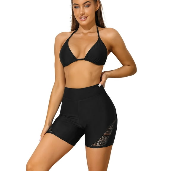 Beautyin Women's Swimming Trunk Hollow out Design Swim Bottom High Waisted Tankini Swimwear Shorts