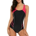 thumbnail image 1 of Beautyin Women's Swimsuit One Piece Color Block Cross Back Athletic Modest Swimwear, 1 of 6