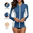 thumbnail image 1 of Beautyin Women's Zip Front Rash Guards Top Long Sleeves Patchwork Athletic Shirt, 1 of 6