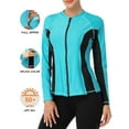 thumbnail image 1 of Beautyin Women's Zip Front Rash Guards Top Long Sleeves Patchwork Athletic Shirt, 1 of 8