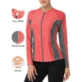 thumbnail image 1 of Beautyin Women's Zip Front Rash Guards Top Long Sleeves Patchwork Athletic Shirt, 1 of 6
