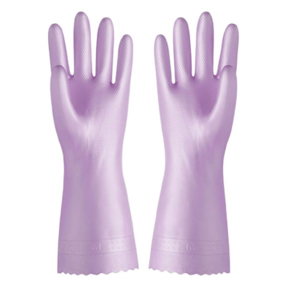 Beautynvta 1 Pairs Reusable Cleaning Gloves, Rubber Dishwashing Gloves, Flexible Waterproof Household Gloves for Laundry, Gardening, Purple