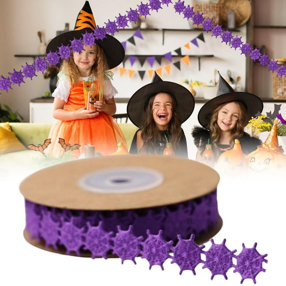 Beautynvta 1 Roll 11 Yards Halloween Ribbons, Purple Spiderweb Shape Halloween Ribbons for Gift Wrapping Halloween Party Decoration