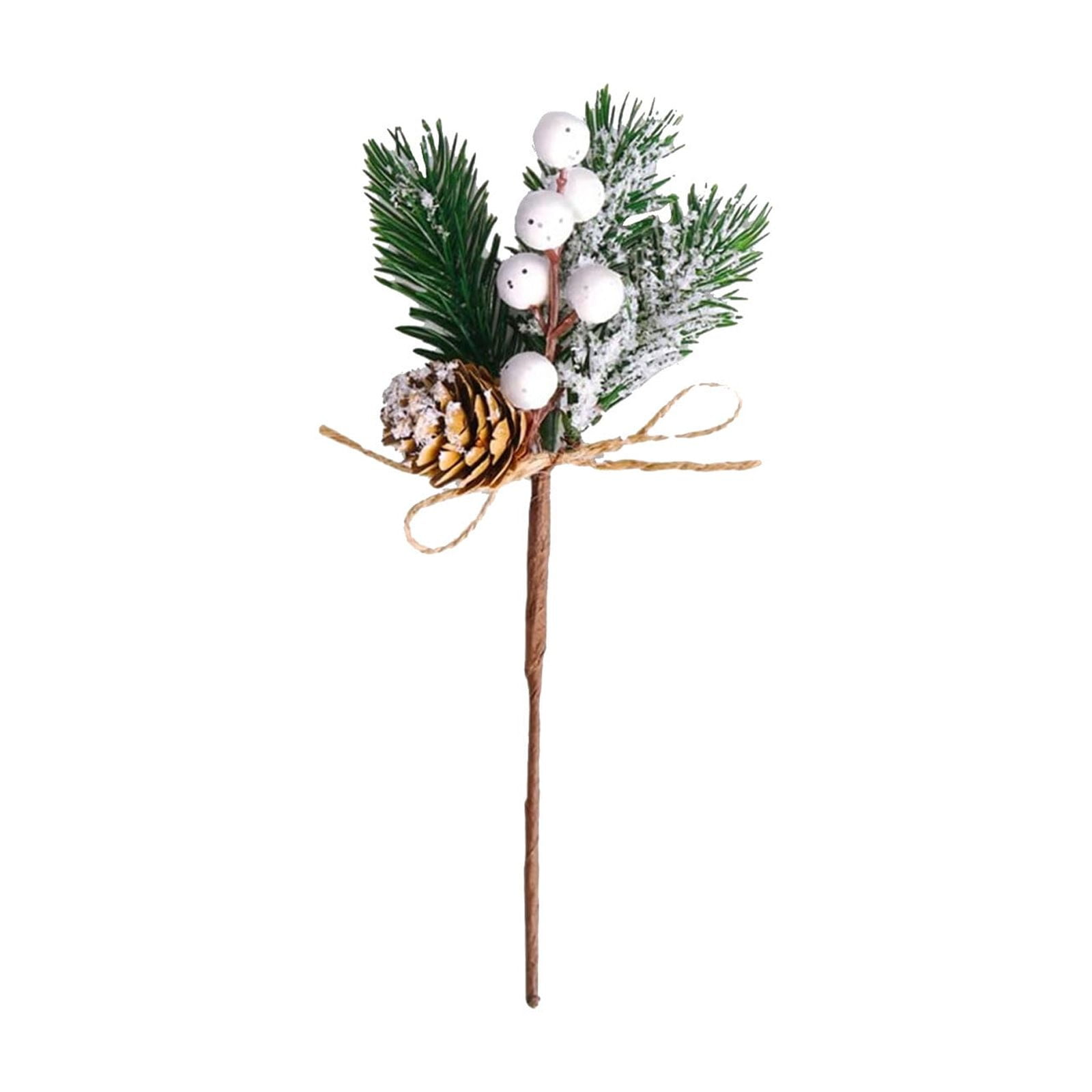 10PCS Artificial White Berry & Pine Cone Stems - Christmas Winter Floral Picks For Wreaths, DIY Crafts