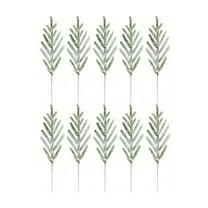 Beautynvta 10 Pcs Christmas Norfolk Pine Branches, 14'' Snow Flocked Artificial Pine Tree Needles Branches, White Frosted Fake Pines Stems Sprigs for DIY Craft Garland Home Garden Decor