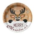 thumbnail image 1 of Beautynvta 10 Pcs Merry Christmas Paper Plates Set, 9'' Brown Reindeer Painted Disposable Decorative Tableware for Holiday Supplies Birthday Decorations Kitchen Table Decorations, 1 of 6