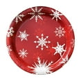 thumbnail image 1 of Beautynvta 10 Pcs Merry Christmas Paper Plates Set, 9'' Red Snowflake Painted Disposable Decorative Tableware for Holiday Supplies Birthday Decorations Kitchen Table Decorations, 1 of 6