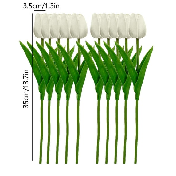 Beautynvta 10 Pcs Tulips Artificial Flowers, Fake Plastic Tulips Artificial Flowers Tulips 13.7In Silk Flower for Home Kitchen Wedding Party Valentine's Mother's Decorations, Beige