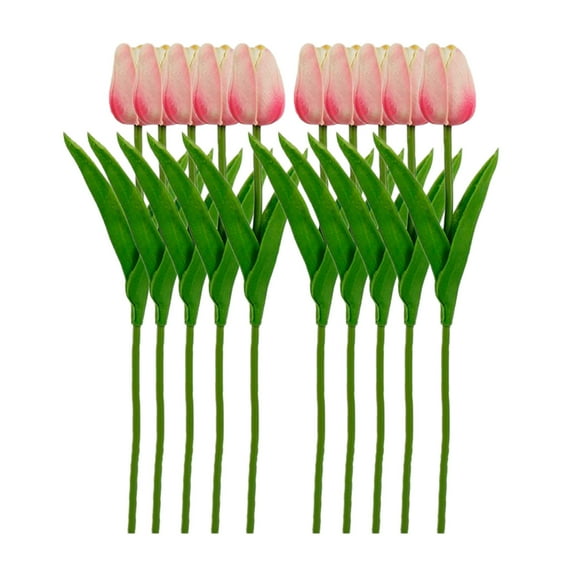 Beautynvta 10 Pcs Tulips Artificial Flowers, Fake Plastic Tulips Artificial Flowers Tulips 13.7In Silk Flower for Home Kitchen Wedding Party Valentine's Mother's Decorations, Pink