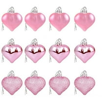 Beautynvta 12 Pcs Valentines Day Heart Ornaments, 1.8'' Mini Glitter Heart Shaped Pendant, 3 Types, Christmas Tree Heart Hanging Decorations for Christmas Valentines Wedding Decor