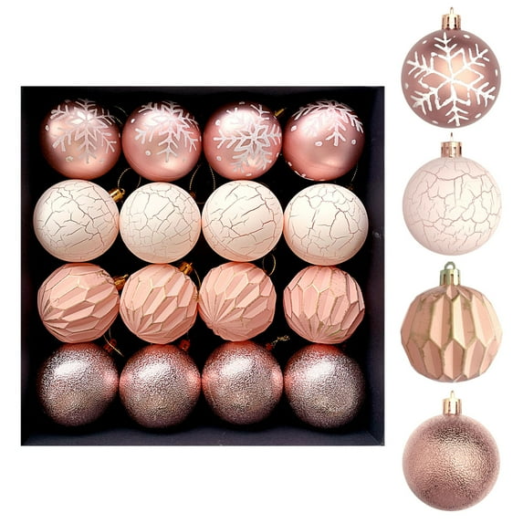 Beautynvta 16 Pcs Christmas Ball Ornaments, Wind Scratch Scratch Crack Painted Christmas Decoration Pendant, Shatterproof Plastic Hanging Balls for Holiday Party Wedding Decor