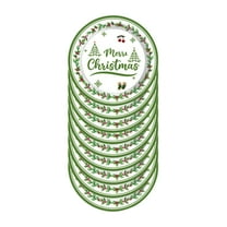 Beautynvta 16 Pcs Merry Christmas Paper Plates Set, Christmas Tree Berry Painted Party Tableware Supplies, 7'' Disposable Paper Plates for Holiday Table Decor