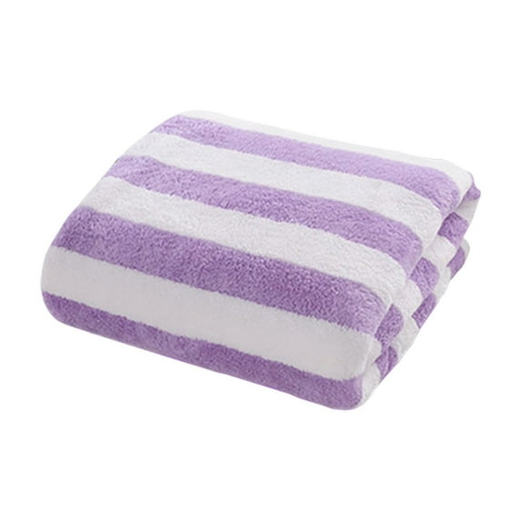 Beautynvta 2 Pack Microfiber Hand Towels for Bathroom, Soft Absorbent Velvet Striped Face Towels for Spa Hotel Bathroom Camping Gym, 13''x29'', Purple