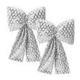 thumbnail image 1 of Beautynvta 2 Pcs Christmas Bow, Large Sequin Velvet Bows, Vintage Ribbon Bows Hanging Ornaments for Christmas Tree Wreath Garland Outdoor Indoor Party Decoration, Silver, 1 of 6