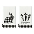 thumbnail image 1 of Beautynvta 2 Pcs Easter Black White Plaid Bunny Carrots Kitchen Towels Dishs Towels, Spring Farmhouse Decorative Hand Towels Set, 15.7x23.6 Inch, 1 of 4