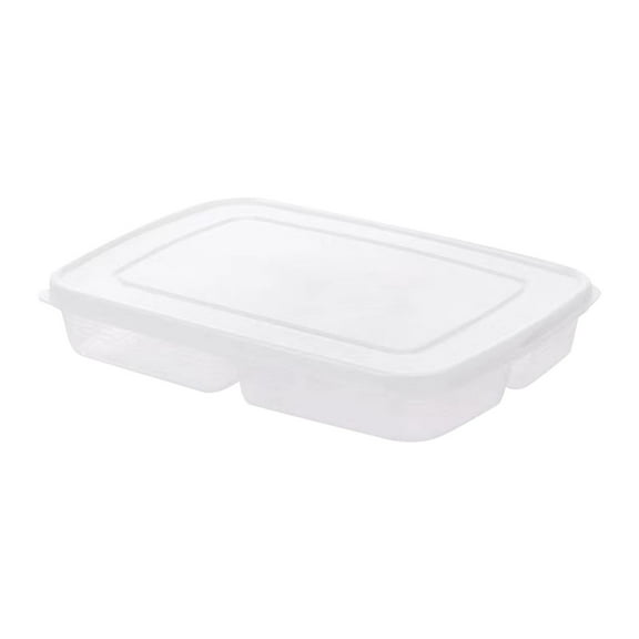 Beautynvta 2 Pcs Food Storage Container with Lid for Fridge, Freezer Container, Clear Storage Box with 4 Compartment for Meat, Vegetables, Snacks, Fruits