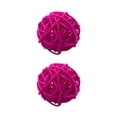thumbnail image 1 of Beautynvta 2 Pcs Round Wicker Rattan Balls, 2'' Rattan Woven Decorative Ball Bowl Vase Filler, Wicker Balls for Birthday Home Party Table Centerpiece Wedding Decor, Hot Pink, 1 of 6