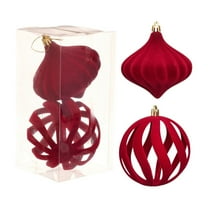 Beautynvta 2 Pcs Velvet Christmas Ball Ornaments, 3.94'' Large Flock Painted Christmas Tree Ornaments Hanging Pendants, Shatterproof Vintage Xmas Balls for Home Holiday Decor