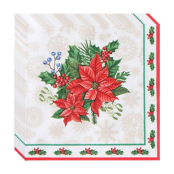 Beautynvta 20 Pcs Christmas Paper Napkins, 6.5'' Disposable Christmas Theme Painted Napkins, Festive Decorative Paper Napkins for Christmas Party Dinner Table Supplies