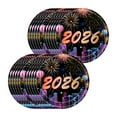 thumbnail image 1 of Beautynvta 20 Pcs Christmas Party Paper Plates Set, 9'' Happy New Year Paper Plates Black Purple Painted Disposable Paper Plates Set for Christmas Winter Holiday Party Supplies, 1 of 6