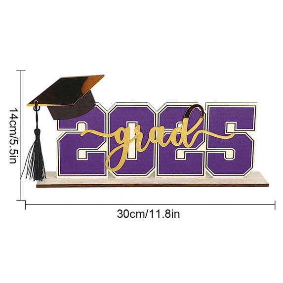 Beautynvta 2025 Graduation Decorations, Class of 2025 Wooden Sign Wooden Letters for Tabletop Decor, 2025 Graduation Ornament Graduation Season Gift, Purple