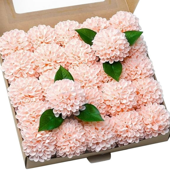 Beautynvta 25 Pcs Artificial Hydrangea Flower Bulk, Faux Hydrangea Flowers Heads, Faux Silk Hydrangea Flowers with Stems for Valentine's Day Wedding Birthday Decor