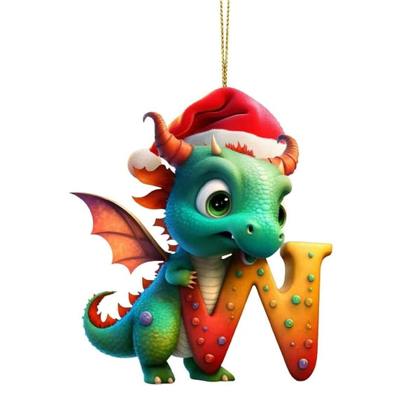 Beautynvta 26 Initial Letter Ornaments Christmas Tree Decoration, 3.15'' Christmas Dinosaur Letter Pendant, Personalized Gifts Christmas Letter Hanging Ornaments for Xmas Decor, W