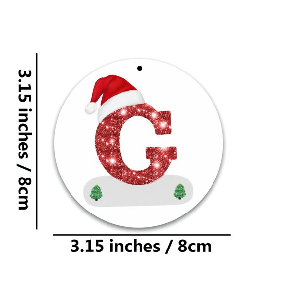 Beautynvta 26 Initial Letters Ornaments Christmas Tree Decoratin, 3.15'' Round Glittering Letter Pendant, Personalized Christmas Alphabet Decorations Gift, G