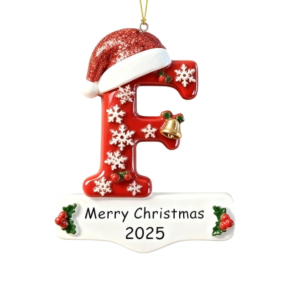 Beautynvta 26 Letter Christmas Tree Ornaments, Red Snowflake Initial Letter Christmas Ornaments for Xmas Tree, Personalized DIY Acrylic Pendant for Holiday Party Decor, Xmas Gifts, F