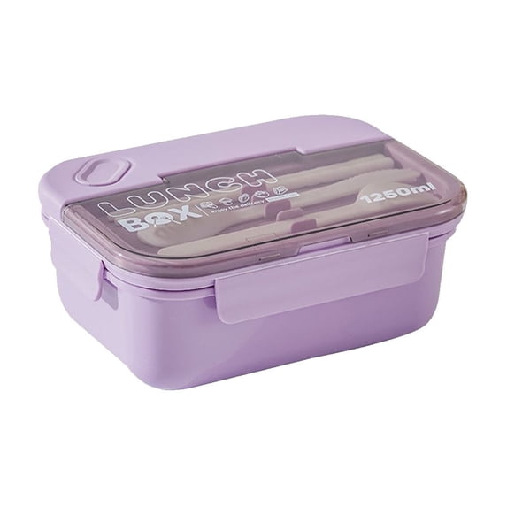 Beautynvta 3 Compartments Bento Boxes for Adults, Lunch Box with Spoon Fork and Chopsticks, Leakproof Bento Box for Dining Out, Work, Picnic, BPA-Free, Microwave & Dishwasher Safe, Purpel