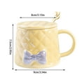 thumbnail image 1 of Beautynvta 350ml Bowknot Ceramic Mug with Spoon, Cute Coffee Tea Cup with Handle and Lid, Handmade Hot Chocolate Mugs, Tea Milk Cup for Coffee, Cocoa, Gift, Microwave Safe, 1 of 5