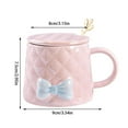 thumbnail image 1 of Beautynvta 350ml Bowknot Ceramic Mug with Spoon, Cute Coffee Tea Cup with Handle and Lid, Handmade Hot Chocolate Mugs, Tea Milk Cup for Coffee, Cocoa, Gift, Microwave Safe, 1 of 5