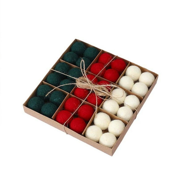 Beautynvta 36 Pcs Wool Felt Balls Christmas Ornaments, 1.97'' Christmas Tree Decorations Hanging Balls Mixed Color Pompom Ball Decoration, DIY Xmas Ball Crafts