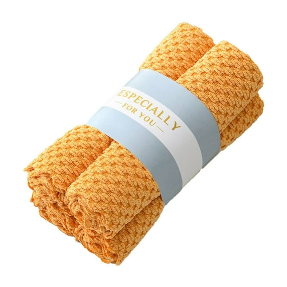 Beautynvta 4 Pcs Microfiber Cleaning Cloth, Kitchen Cleaning Towels, Waffle Pattern Kitchen Cleaning Rags for Kitchen Car Cleaning, 11.81x11.81 In, Yellow