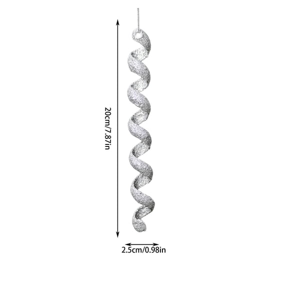 Beautynvta 4 Pcs Plastic Icicle Twisted Ornament, Christmas Tree Decoration Glitter Spiral Strip Hanging Pendants for Christmas Holiday Party Wedding Accessories, 7.87''
