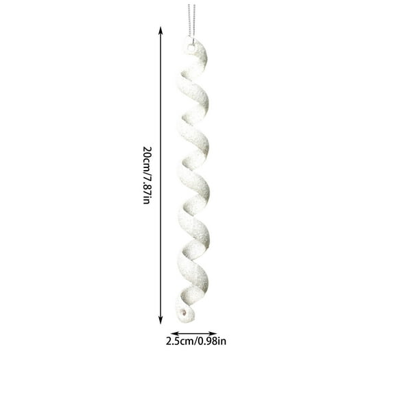 Beautynvta 4 Pcs Plastic Icicle Twisted Ornament, Christmas Tree Decoration Glitter Spiral Strip Hanging Pendants for Christmas Holiday Party Wedding Accessories, 7.87''