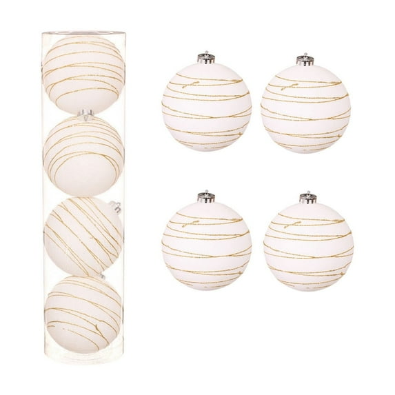 Beautynvta 4 Pcs Velvet Christmas Ball Ornaments, 4.72'' Extra Large Flock Painted Christmas Tree Ornaments Hanging Pendants, Shatterproof Vintage Xmas Balls for Home Holiday Decor
