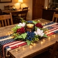 thumbnail image 1 of Beautynvta 4th of July Candle Rings, Artificial Flower Wreath Red Blue White Fake Flowers Patriotic Candle Holder for Table Centerpiece Decor, 4th of July Memorial Day Decorations, 1 of 6