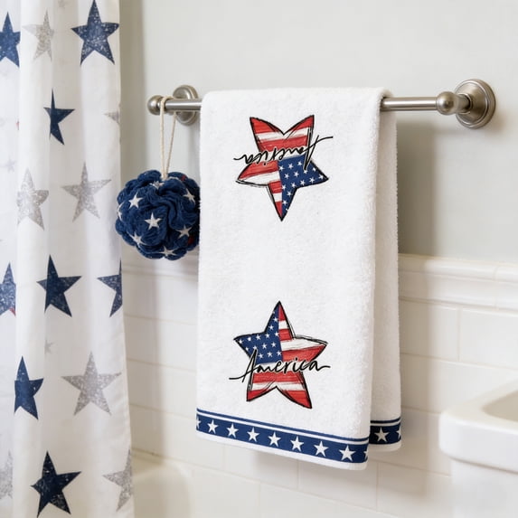 Beautynvta 4th of July Kitchen Towels, Patriotic Hand Towels, Memorial Day Dish Cloth, Red White Blue Stripes Stars Tea Cloth, Soft Absorbent Dishcloth for Independence Day Decor