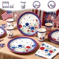 thumbnail image 1 of Beautynvta 4th of July Party Supplies Set, 50 Pcs 7'' Patriotic Floral Disposable Paper Plates Set, Red White Blue Decor Tableware Set for Independence Day Party Decorations, 1 of 6