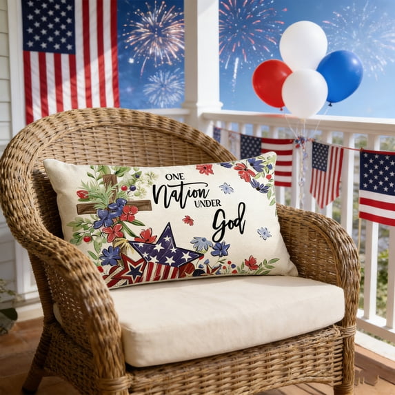 Beautynvta 4th of July Pillow Covers, American Flag Stars Stripe Patriotic Pillow Covers, Red White Blue Cushion Case for Sofa Bed Couch Decor, 12x20 Inch