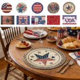 thumbnail image 1 of Beautynvta 4th of July Placemats, American Flag Stars Stripe Patriotic Placemats, Memorial Day Table Mats for Party Home Kitchen Dining Table Decorations, 14.2x14.2 Inch, 1 of 6