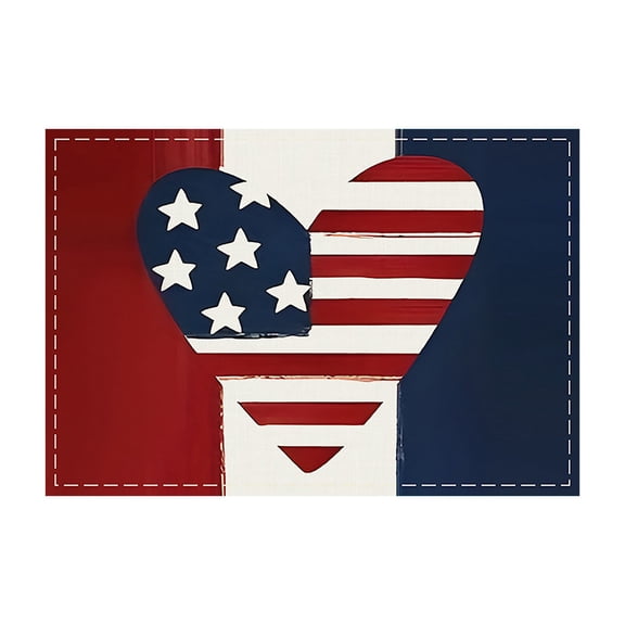 Beautynvta 4th of July Placemats, Patriotic Linen Table Mats, America Flag Stars Stripe Place Mats for Independence Memorial Day Party Kitchen Dining Decoration, 11.8x17.7 In