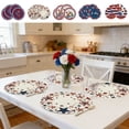 thumbnail image 1 of Beautynvta 4th of July Placemats Set of 4, American Stars Patriotic Placemats, Round Linen Washable Heat Resistants Table Mats for Home Kitchen Dining Table Decorations, 14x14 Inch, 1 of 6