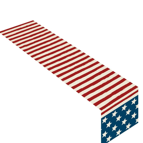 Beautynvta 4th of July Table Runner, American Flag Stars and Stripes Table Runner, Memorial Day Kitchen Dining Table Decoration for Home Party Decor, 13''x35.4''