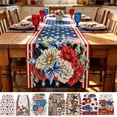 thumbnail image 1 of Beautynvta 4th of July Table Runner, Stars and Stripes Daisy Patriotic Table Runner, Memorial Day Linen Table Runner for Kitchen Dining Table Decor, 72x13 Inch, 1 of 6