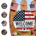 thumbnail image 1 of Beautynvta 4th of July Wooden Hanging Door Sign, American Flag Round Patriotic Welcome Hanging Sign for Memorial Day 250th Anniversary Front Door Wall Porch Decor, 1 of 6
