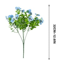 Beautynvta 5 Pcs Artificial Fake Pansy Flowers Plants, Faux Silk Pansies Flowers Bouquet for Planter Front Door Porch Yard Patio Window Box Decor, Blue